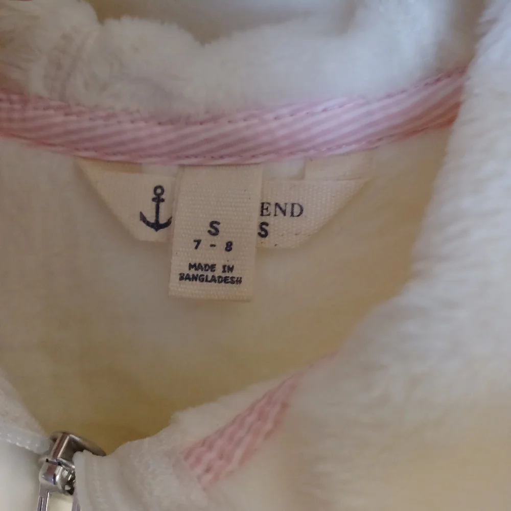 Lands' End girls Softest Fleece Jacket size Small 7/8 - Hooded - White